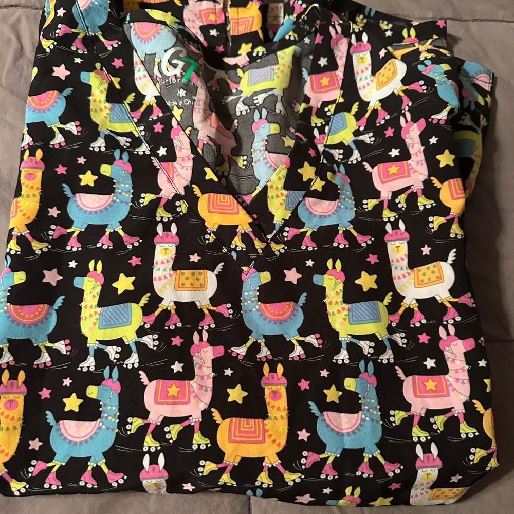 Llama Scrub Top